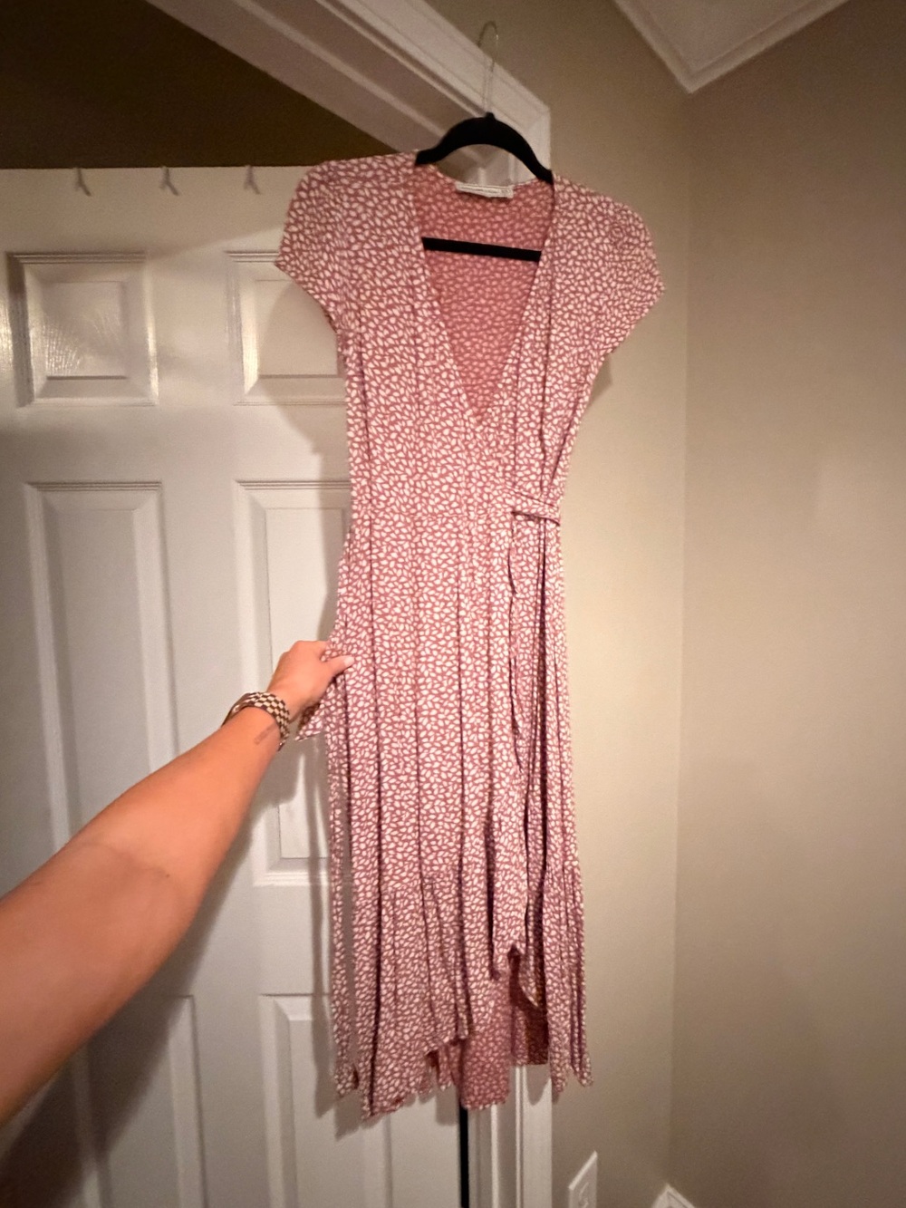 Abercrombie & Fitch Pink Floral Wrap Midi Dress